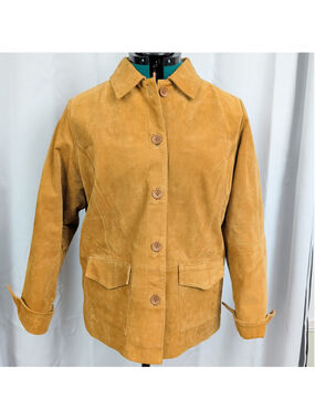 Women's Suede Leather Vintage Chore Coat Style Jacket Large